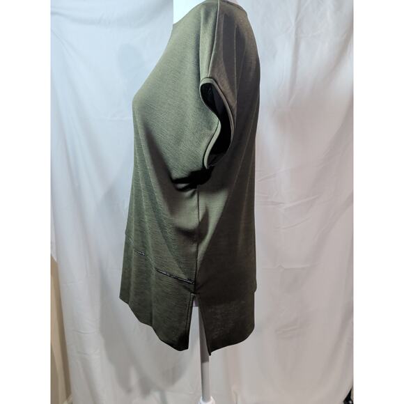 Chico's Women's Tunic Top Shirt Olive Green Stretchy Flowy Short Size Small 0 - Picture 4 of 13